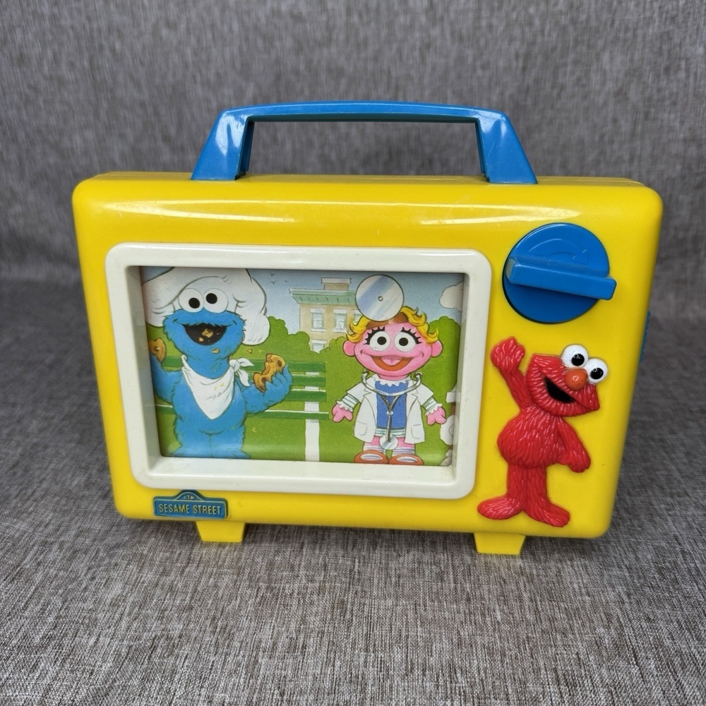 Vintage Sesame Tyco Elmo Musical TV Music Box Wind Up Jim Henson - Tested Works